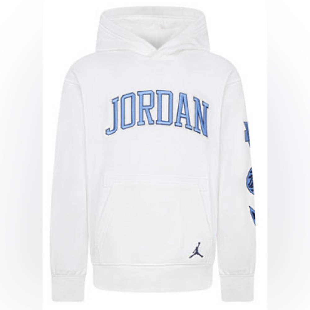 Nike Jordan White Blue “See Me Shine”‎ Fleece Pullover Hoodie Sweatshirt 10-12 M - Picture 5 of 14